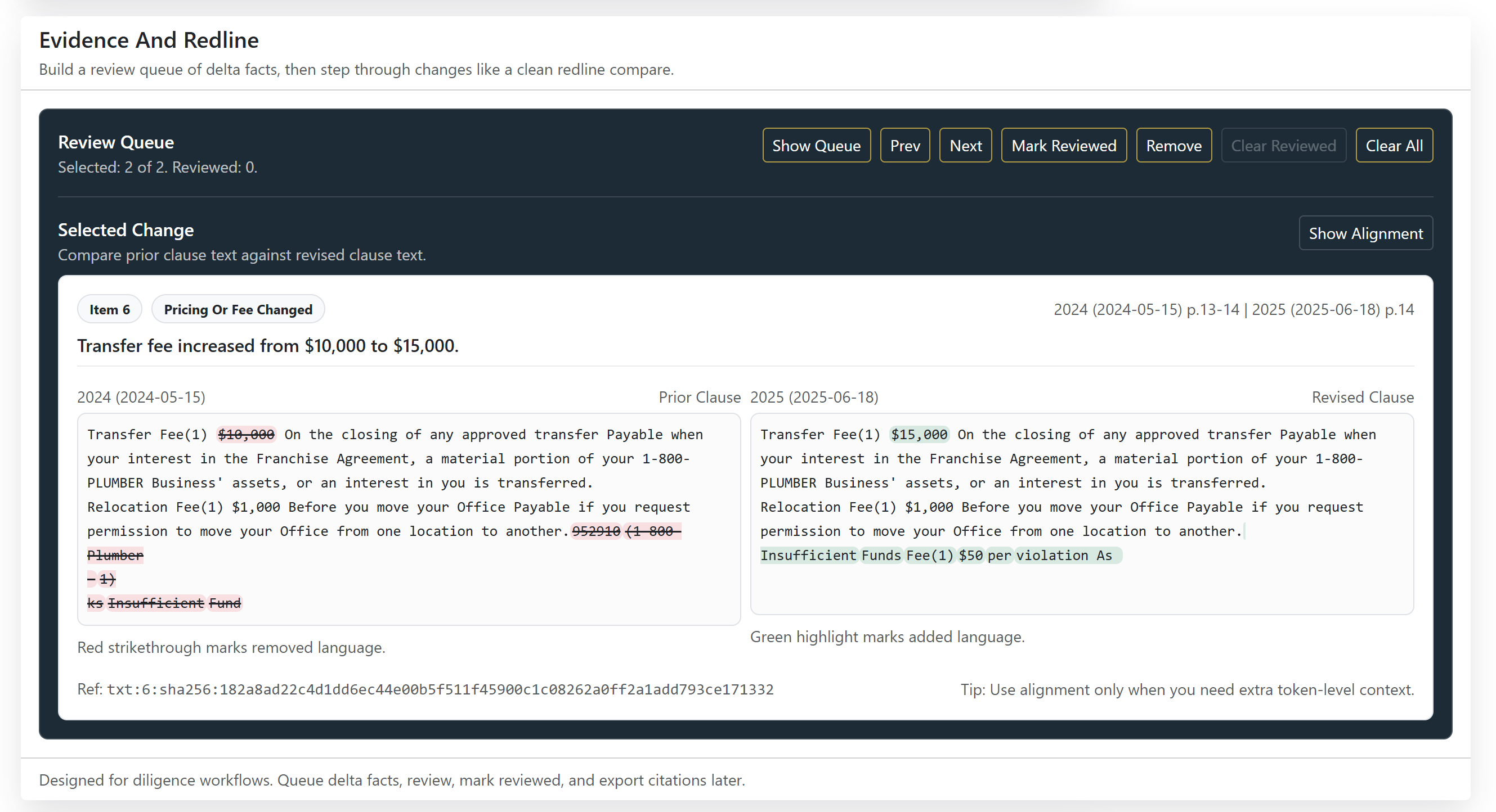 Franchise Signal year-over-year disclosure review example